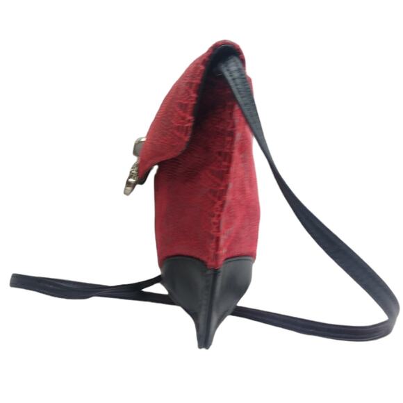 Vtg Due Fratelli Red And Black Leather Shoulder Bag - Picture 6 of 10